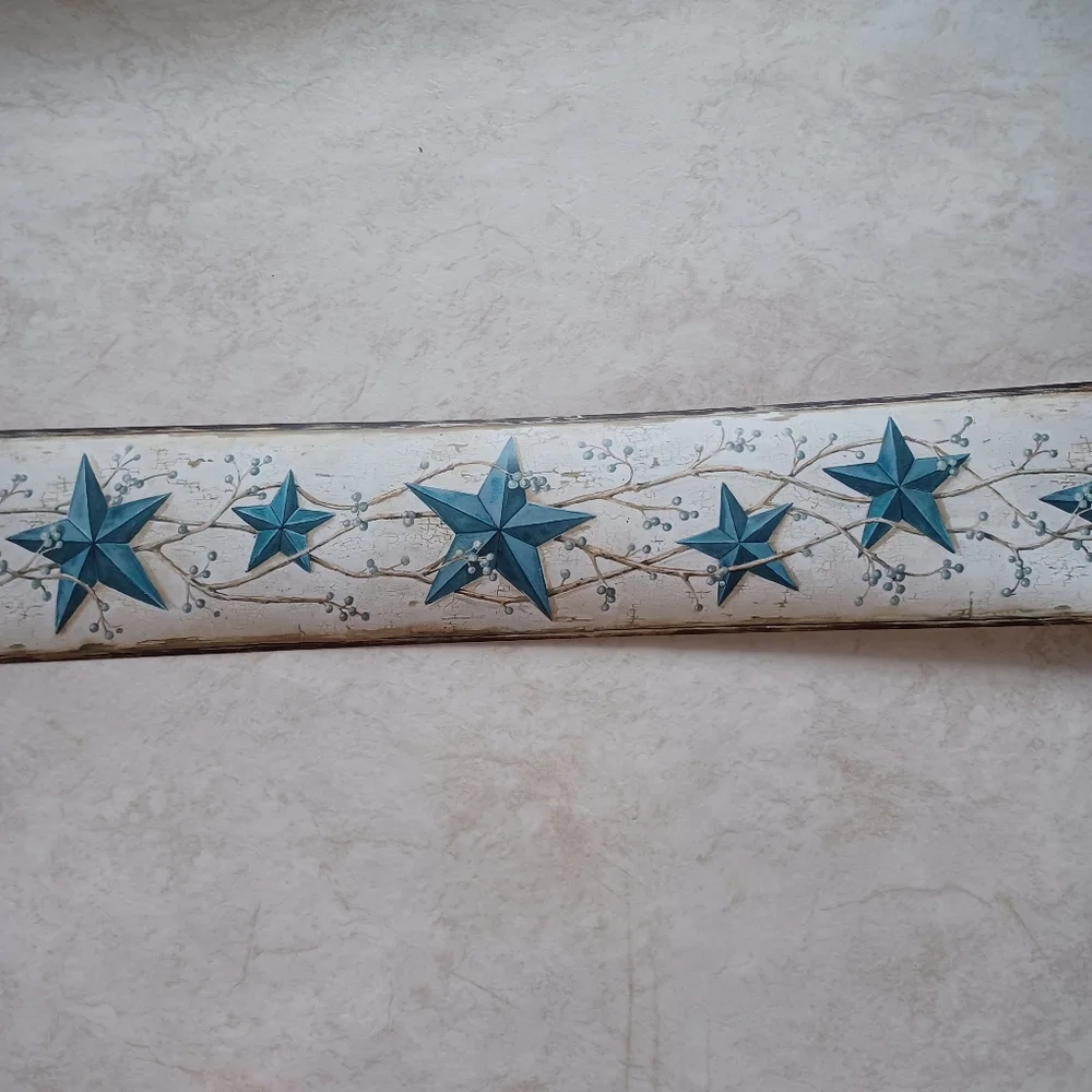 Wallpaper Border Blue Heritage Tin Barn Star